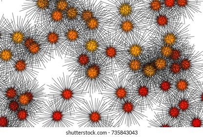 Light red vector template with spiny stars. Shining illustration of colored sea urchins on white background. Abstract design of wildlife for your ad, poster, banner.