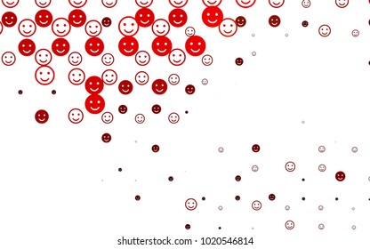 Light Red vector template with sweet snacks. Colorful gradient Smiles on white background. Pattern for parties, gifts, congratulations.