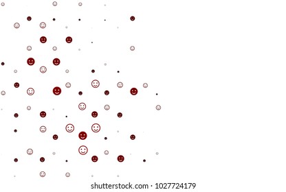 Light Red vector template with sweet snacks. Decorative shining illustration with smiles on white template. Beautiful design for your business advert.