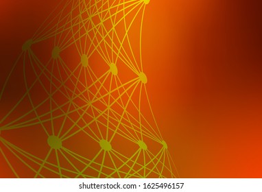 Light Red vector texture with artificial intelligence concept. Colored AI structure with gradient lines and dots. Pattern for  poster, banner of technology.