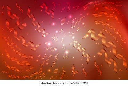 Textura vectorial de color rojo claro con confeti de cumpleaños. Decoración borrosa en estilo de aniversario con confeti. El patrón puede ser usado para carnaval, folletos del festival.