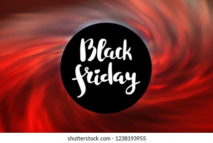 Light Red vector texture with a black hole, galaxy. Abstract illustration with glitter colorful cosmic stars. Template for Black Friday sales.