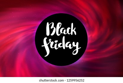 Light Red vector texture with a black hole, galaxy. Abstract illustration with glitter colorful cosmic stars. Pattern for posters, banners of sales.