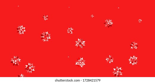 Light red vector texture with bright snowflakes. Smart geometrical abstract illustration with ice, snow. Xmas design for business.
