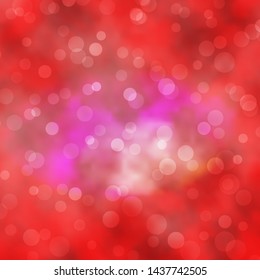 Light Red vector texture with circles. Abstract decorative design in gradient style with bubbles. Design for your commercials.