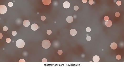 Light Red vector texture with circles, stars. Abstract design in gradient style with bubbles, stars. Pattern for websites.