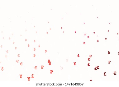 Light Red vector texture with colored currency signs. Shining colored illustration with currency signs. Pattern for bank ads, posters, banners.