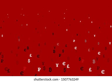 Light Red vector texture with colored currency signs. Modern abstract illustration with symbols of digital money. Design for ad, poster, banner of money making.