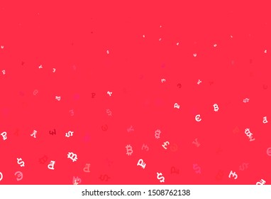 Light Red vector texture with colored currency signs. Shining illustration with signs of currency on abstract template. Template for ads of currency markets, bank loans.