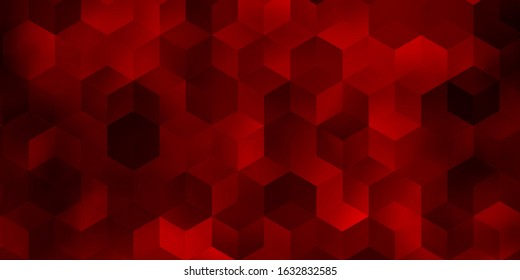 Light Red vector texture with colorful hexagons. Glitter abstract illustration in hexagonal style. Design for your business advert.