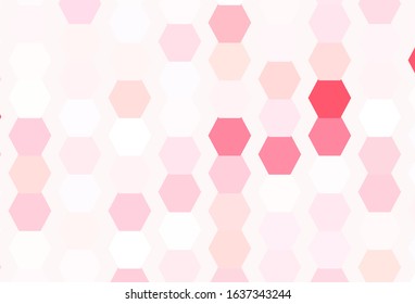 Light Red vector texture with colorful hexagons. Colorful hexagons on blur backdrop. Design for website posters, banners.