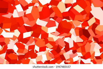 Textura vectorial de color rojo claro con hexágonos coloridos. Hexagones coloridos sobre fondo borroso. Patrón para las páginas de aterrizaje.