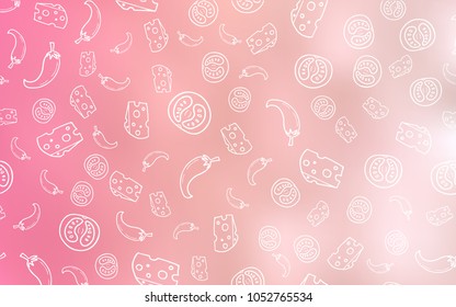 Light Red vector texture with delicious snacks. Glitter abstract sketch with gourmet food. Pattern for ad, booklets, leaflets of restaurants.