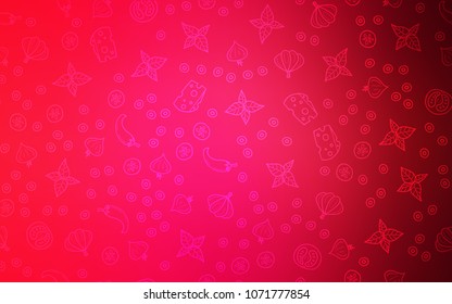 Light Red vector texture with delicious snacks. Fast Food on blurred abstract background with colorful gradient. Design for ad, poster, banner of cafes or restaurants.