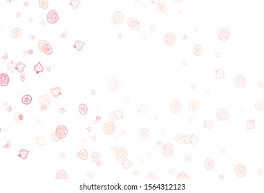 Light Red vector texture with delicious snacks. Glitter abstract sketch with gourmet food. Template for meal cooking in kitchen.