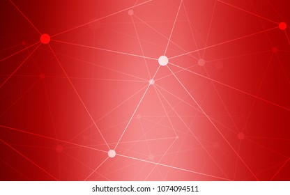 Light Red vector texture with disks, lines. Glitter abstract illustration with connection of triangle structure. Pattern can be used for ads, leaflets.