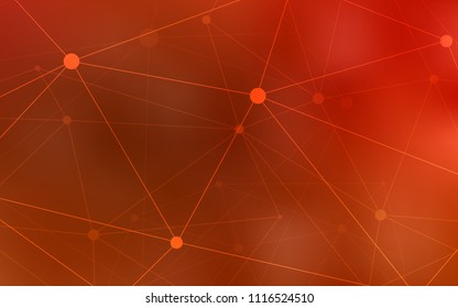 Light Red vector texture with disks, lines. Glitter abstract illustration with connection of triangle structure. Pattern can be used for futuristic ad, booklets.