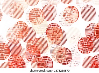 Light Red vector texture with disks. Glitter abstract illustration with blurred drops of rain. Pattern for textures of wallpapers.