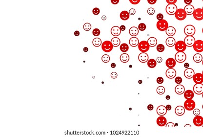 Light Red vector texture with happy smiles. Beautiful colored illustration with smiles in simple style. Pattern for carnival, festival fun leaflets.