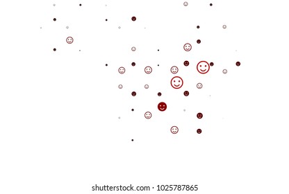 Light Red vector texture with happy smiles. Illustration with set of smiles in simple style. Pattern for carnival, festival fun leaflets.