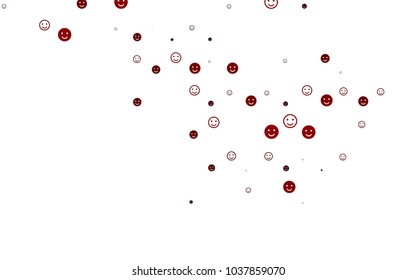 Light Red vector texture with happy smiles. Glitter abstract sketch with smiley, icons. Beautiful design for your business advert.
