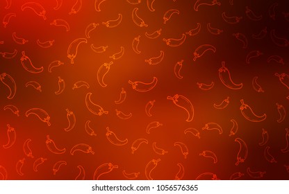 Light Red vector texture with hot peppers. Beautiful colored illustration with peppers in doodle style. Design for ad, poster, banner of cafes or restaurants.
