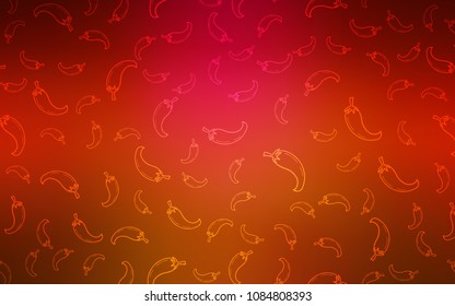Light Red vector texture with hot peppers. Glitter abstract sketch with hot peppers. Pattern for ad, booklets, leaflets of restaurants.