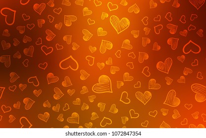 Light Red vector texture with lovely hearts. Beautiful colored illustration with hearts in celebration style. Pattern can be used for valentine's ad, booklets.