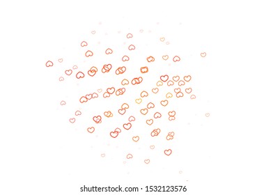 Light Red vector texture with lovely hearts. Blurred decorative design in doodle style with hearts. Template for Valentine's greeting postcards.