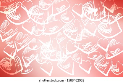 Light Red vector texture with lovely hearts. Hearts on blurred abstract background with colorful gradient. Pattern can be used for valentine's ad, booklets.