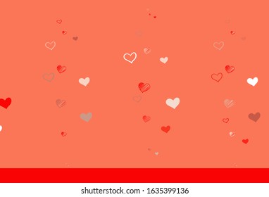 Light Red vector texture with lovely hearts. Smart illustration with gradient hearts in valentine style. Template for Valentine's greeting postcards.