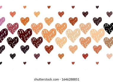 Light Red vector texture with lovely hearts. Beautiful celebration style hearts on abstract illustration. Template for Valentine's greeting postcards.