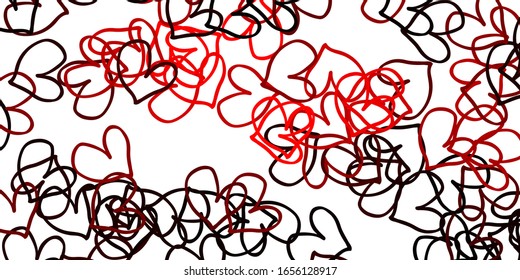 Light Red vector texture with lovely hearts. Hearts on blurred abstract background with colorful gradient. Design for your business advert of anniversary.