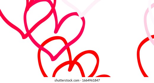 Light Red vector texture with lovely hearts. Beautiful colored illustration with hearts in celebration style. Pattern for marriage gifts, congratulations.