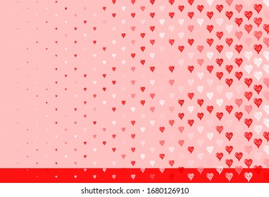 Light Red vector texture with lovely hearts. Beautiful abstract hearts on colorful gradient background. Pattern for marriage gifts, congratulations.