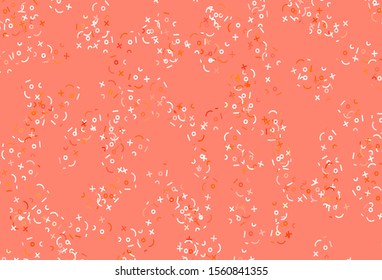 Light Red vector texture with mathematic symbols. Blurred design in simple style with collection of numerals. Best design a poster, banner of a math college.
