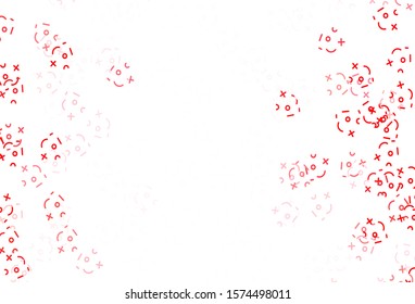 Light Red vector texture with mathematic symbols. Abstract illustration with colored algebra signs. Smart design for university advert.