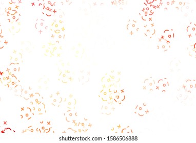 Light Red vector texture with mathematic symbols. Abstract illustration with colored algebra signs. Best design a poster, banner of a math college.