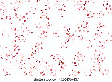 Light Red vector texture with mathematic symbols. Shining colorful illustration with isolated Digit signs. Pattern for posters, banners of math books.