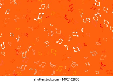Light Red vector texture with musical notes. Abstract illustration with colorful symbols of melody. Pattern for school ad, booklets.