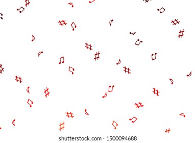 Light Red vector texture with musical notes. Shining illustration of colorful gradient music notes. Modern design for wallpapers.