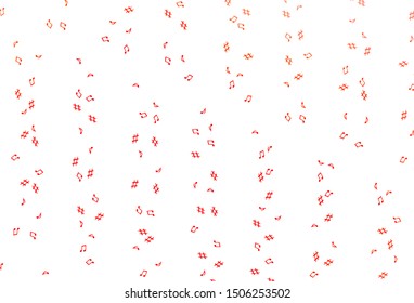 Light Red vector texture with musical notes. Shining illustration of colorful gradient music notes. Pattern for school ad, booklets.