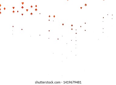 Light Red vector texture with playing cards. Glitter abstract sketch with isolated symbols of playing cards. Pattern for leaflets of poker games, events.