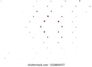 Light Red vector texture with playing cards. Illustration with set of hearts, spades, clubs, diamonds. Pattern for leaflets of poker games, events.