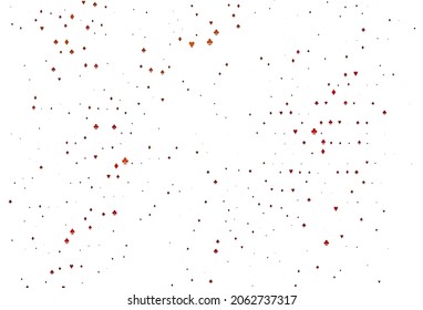 Light Red vector texture with playing cards. Colorful gradient with signs of hearts, spades, clubs, diamonds. Pattern for ads of parties, events in Vegas.