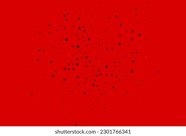 Light Red vector texture with playing cards. Blurred decorative design of hearts, spades, clubs, diamonds. Pattern for ads of parties, events in Vegas.