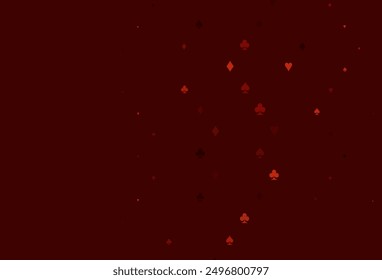 Light Red vector texture with playing cards. Colorful gradient with signs of hearts, spades, clubs, diamonds. Pattern for ads of parties, events in Vegas.