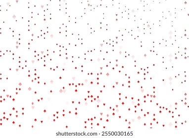 Light Red vector texture with playing cards. Blurred decorative design of hearts, spades, clubs, diamonds. Smart design for your business advert of casinos.