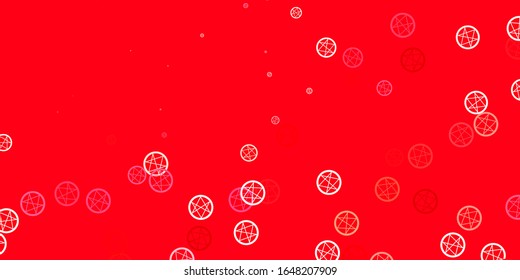 Light Red vector texture with religion symbols. Colorful mystic symbols with a gradient in ancient style. Design for magic, spiritual events.