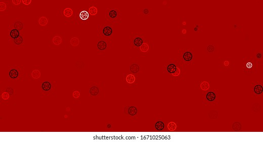 Light Red vector texture with religion symbols. Illustration with magical signs of spiritual power. Background for esoteric, mystic designs.
